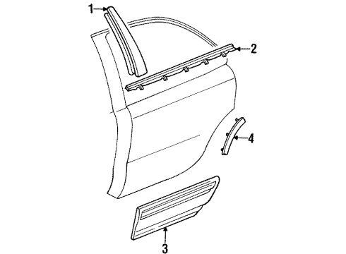 1992 Oldsmobile 88 Exterior Trim - Rear Door Molding Kit, Rear Side Door Center (LH) Diagram for 88891253