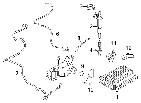 2012 BMW 750Li Powertrain Control Spark Plugs Diagram for 12120037580