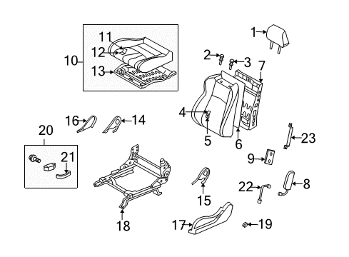2006 Nissan 350Z Front Seat Components Cover RECLINING Device Inner Diagram for 87456-CD002
