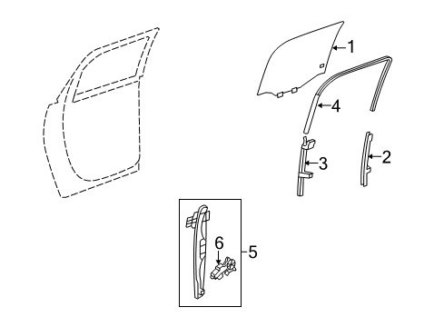 2012 Chevrolet Traverse Rear Door Run Channel Diagram for 22802937