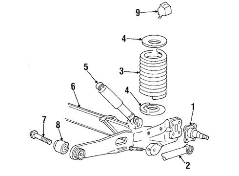 1996 Ford Windstar Rear Suspension Axle Beam Bushing Diagram for F58Z-5K792-B