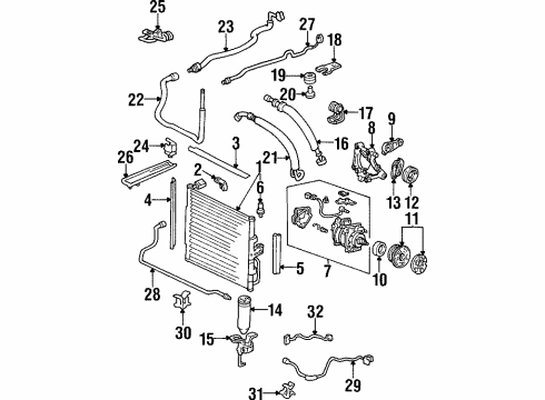1997 Honda Civic del Sol Air Conditioner Clamp B, Suction Pipe Diagram for 80367-SR3-A00