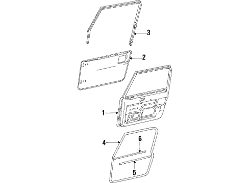 1990 Jeep Wrangler Door & Components, Hardware WEATHERSTRIP-Belt Diagram for 55024255AB