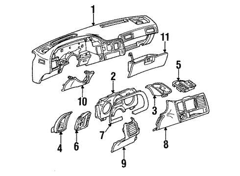1992 Pontiac Sunbird Switches Compartment Asm-Instrument Panel (W/ Door) *Gray Diagram for 22586135