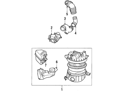 1989 Toyota 4Runner Air Inlet Air Cleaner Assembly Diagram for 17700-65011