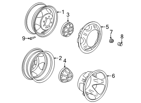 2022 Chevrolet Silverado 3500 HD Wheels Spare Wheel Diagram for 9597735