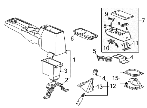 2008 GMC Canyon Center Console Console Body Diagram for 19149639