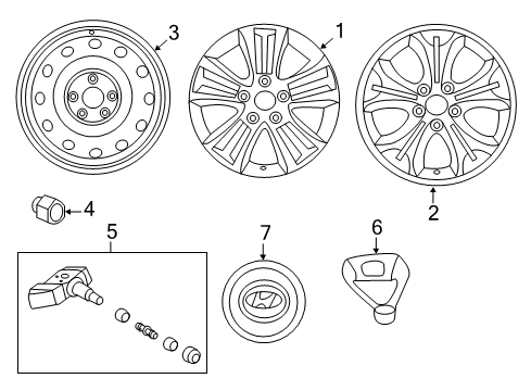 2014 Hyundai Elantra GT Wheels, Covers & Trim 17 Wheel 5X115Mm Diagram for 52910-A5550