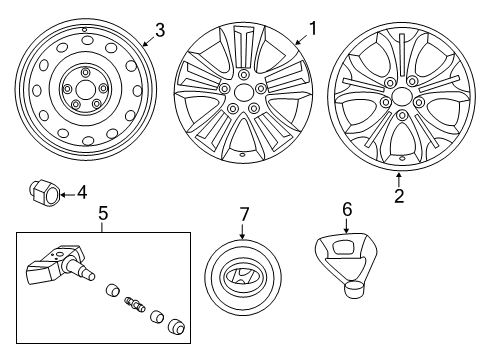 2014 Hyundai Elantra GT Wheels, Covers & Trim (Hatchback) 16 Inch Wheel Diagram for 52910-A5350