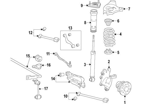 2018 Lexus RC F Rear Suspension Components, Lower Control Arm, Upper Control Arm, Ride Control, Stabilizer Bar Spring, Coil, Rear Diagram for 48231-24370