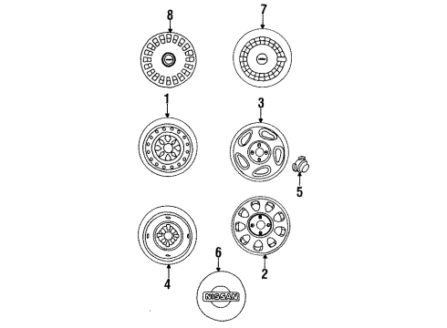 1991 Nissan Sentra Wheels, Covers & Trim Road Wheel Nut Diagram for 40224-92S00