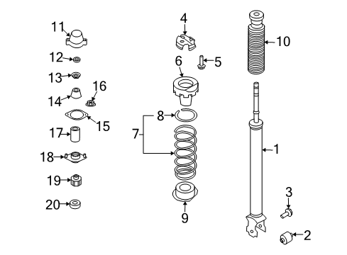 2002 Infiniti Q45 Shocks & Components - Rear Rear Suspension Bound Bumper Assembly Diagram for 55240-AG000