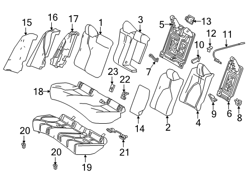 2022 Toyota Camry Rear Seat Components Bolster Cover Diagram for 71088-06670-B1