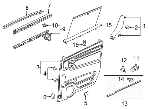 2021 Honda Odyssey Sliding Door Switch Assembly, Rear Power Window Diagram for 35780-THR-A12