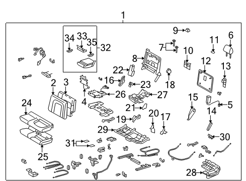 2008 Toyota Land Cruiser Rear Seat Components Armrest Assembly Diagram for 72830-60300-E2