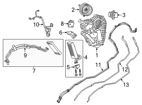 2020 Chrysler Pacifica Auxiliary Heater & A/C EVAPORATOR-Air Conditioning Diagram for 68313472AA