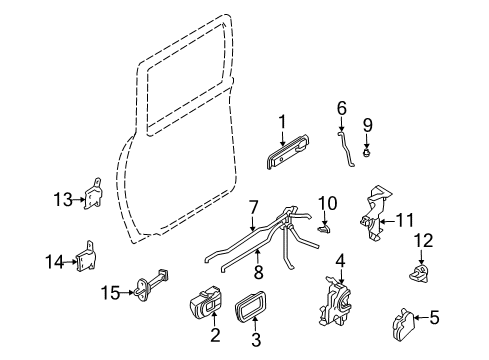 2002 Nissan Xterra Rear Door Hinge Assembly Rear Door Upper, RH Diagram for 82400-7Z030