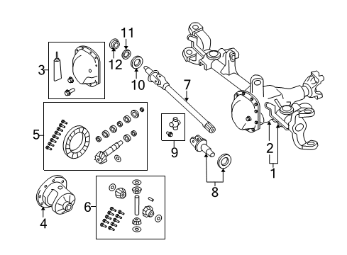 2012 Jeep Wrangler Front Axle & Carrier Axle-Service Front Diagram for 68088917AB