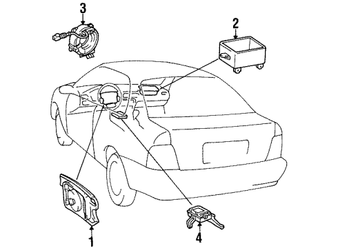 1996 Toyota Paseo Air Bag Components Driver Air Bag Diagram for 45130-16310-B0