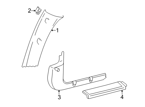 1998 Pontiac Sunfire Interior Trim - Pillars, Rocker & Floor Molding, Windshield Side Upper Garnish LH *Graphite Diagram for 12362992