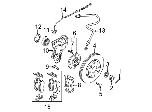 2009 Kia Spectra Brake Components Front Brake Assembly, Left Diagram for 581102F400