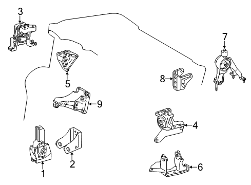 2017 Toyota Corolla Engine & Trans Mounting Rear Mount Bracket Diagram for 12321-0T410