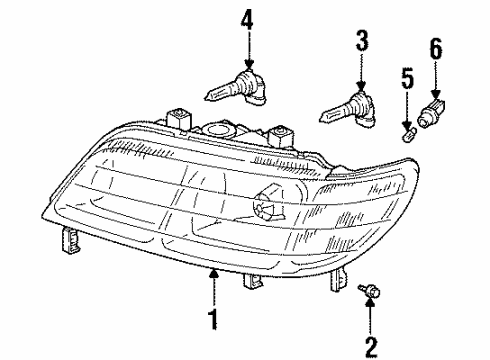 1999 Acura CL Headlamps Driver Side Headlight Lens/Housing Diagram for 33151-SY8-A01