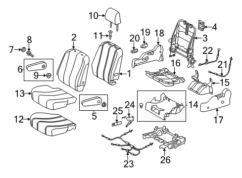 2014 Toyota Sienna Second Row Seats Seat Cushion Pad Diagram for 79135-08010