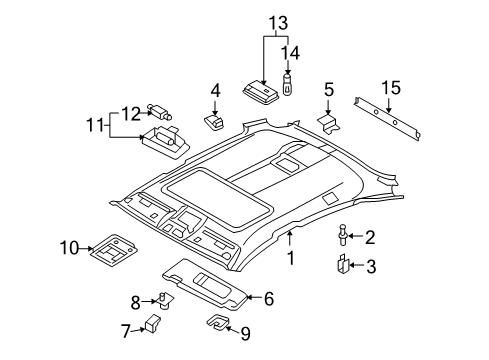 2010 BMW X6 Sunroof Interior Reading Light, Rear Diagram for 63319111012