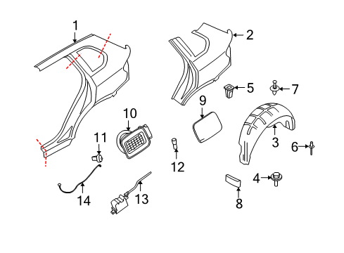 2012 BMW X5 Quarter Panel & Components Cover Pot Diagram for 51177160631