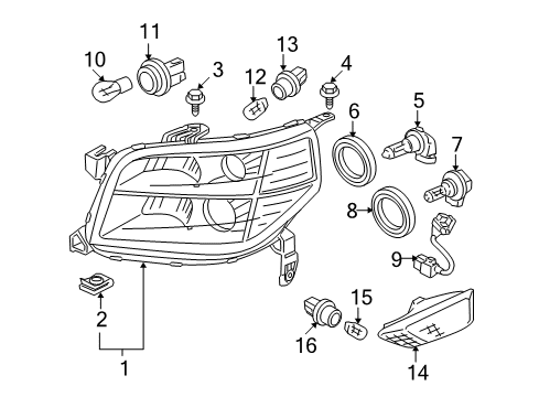 2007 Honda Pilot Bulbs Socket Diagram for 33102-S9V-A11