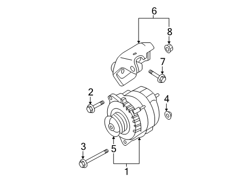 2014 Nissan Rogue Select Alternator Alternator Assembly Diagram for 23100-JA02C
