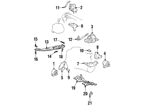 1988 Toyota Camry Engine Mounting Damper Diagram for 12351-63010