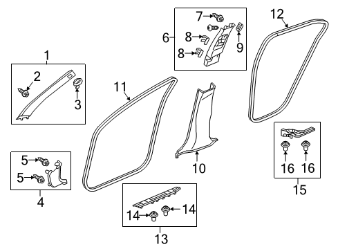 2016 Acura TLX Interior Trim - Pillars, Rocker & Floor Garnish Assembly (Light Jewel Gray) Diagram for 84151-TZ3-A01ZB