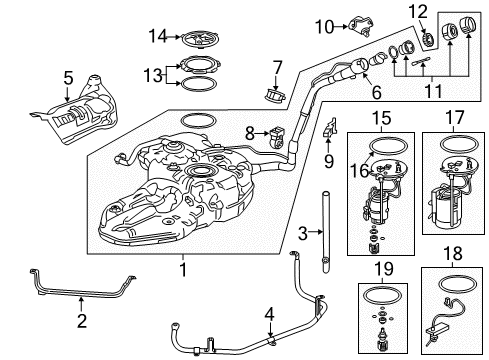 2019 Honda CR-V Fuel Injection Set, Fuel Injector Diagram for 16010-5LA-305