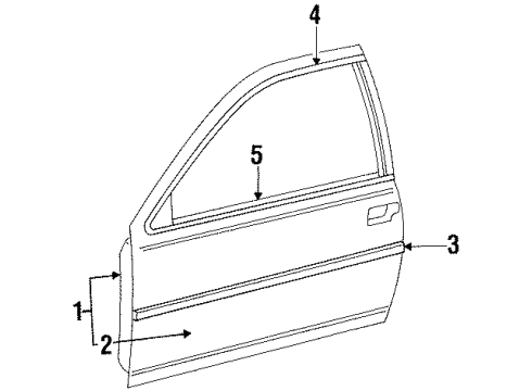 1996 Ford Thunderbird Door & Components, Exterior Trim Body Side Molding Diagram for 1W6Z6320938PTMA
