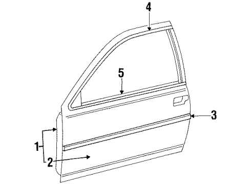 1994 Ford Thunderbird Door & Components, Exterior Trim Belt Weatherstrip Diagram for F6WZ6621452AA