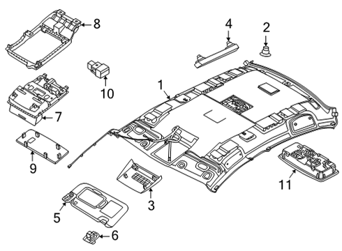 2021 Nissan Sentra Sunroof Lamp Assembly Map Diagram for 26430-6CA0A