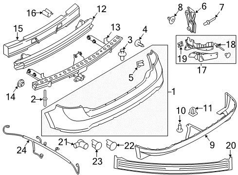 2014 Ford Edge Parking Aid Outer Bracket Diagram for 7T4Z-15K861-AB