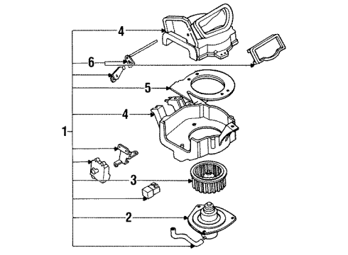 1990 Infiniti Q45 Blower Motor & Fan Blower Assy-Front Diagram for 27200-60U00