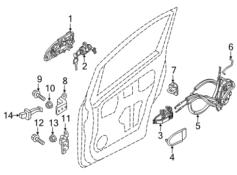 2015 Chevrolet City Express Front Door - Lock & Hardware Handle, Outside Diagram for 19317270