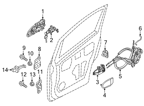 2015 Chevrolet City Express Front Door - Lock & Hardware Handle, Outside Diagram for 19317629