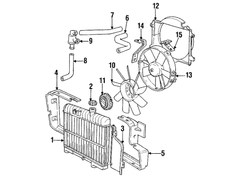 1985 BMW 318i Radiator & Components, Cooling Fan Radiator Condenser Cooling Fan Diagram for 64541376973