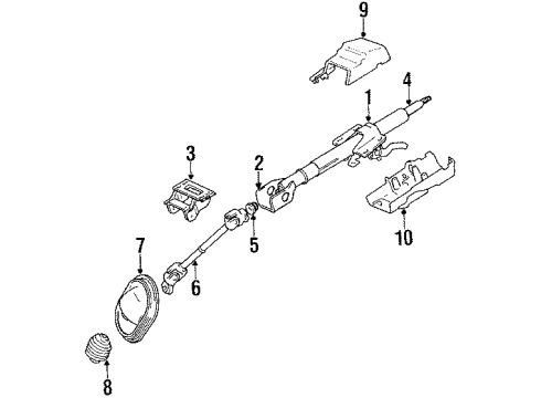 1992 Mitsubishi Galant Steering Column, Steering Wheel & Trim, Steering Gear & Linkage Cylinder Steering Lock Diagram for MB574783