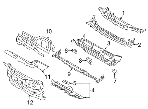 2018 Lincoln MKX Cowl Reinforce Panel Diagram for F2GZ-5801610-A