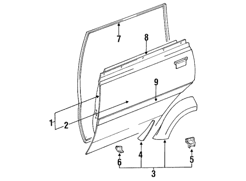 1993 Toyota Land Cruiser Rear Door Extension Sub-Assembly, Rear Wheel Opening RH Diagram for 61061-60901