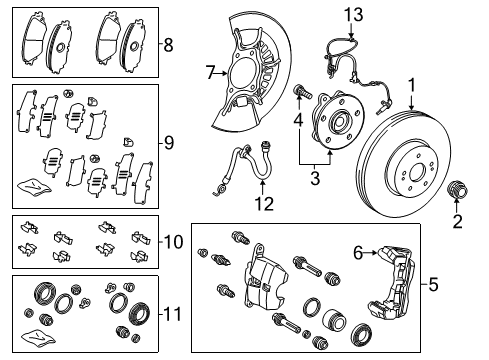2018 Toyota Camry Front Brakes Caliper Assembly Diagram for 47750-33380