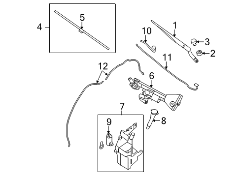 2009 Nissan Maxima Wiper & Washer Components Washer Nozzle Assembly, Passenger Side Diagram for 28932-9N00A