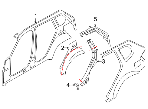 2018 BMW X4 Inner Structure - Quarter Panel Wheel Arch Outer Rear Left Diagram for 41007385461