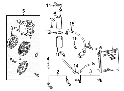 2007 Ford F-350 Super Duty A/C Condenser, Compressor & Lines Hose & Tube Assembly Diagram for JU2Z19D850K